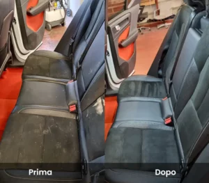 Prima e dopo sanificazione interno auto